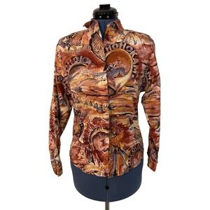 Vtg Roper Womens Western Button up Blouse Tuscan Arizona Hohokam Cowgirl 70s 5/6